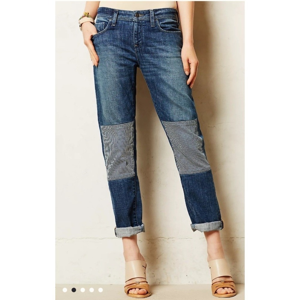 Pilcro and The Letterpress Jeans Womens Size 31 Anthropologie Hyphen Knee Patch - Picture 2 of 15